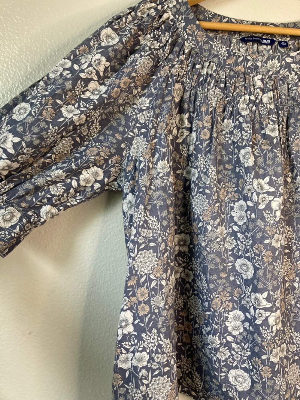 Studio Sanderson Uniqlo Botanical Floral Print Top Blouse Cottagecore Peasant XL - Picture 3 of 11